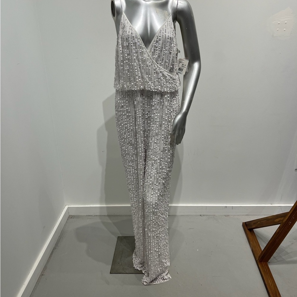 DB Studio White Sequin Bridal Jumpsuit 18W NWT